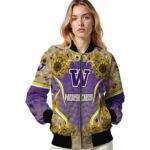 washington huskies sunflower bloom purple yellow jacket best selling
