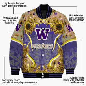 washington huskies sunflower bloom purple yellow jacket new arrival
