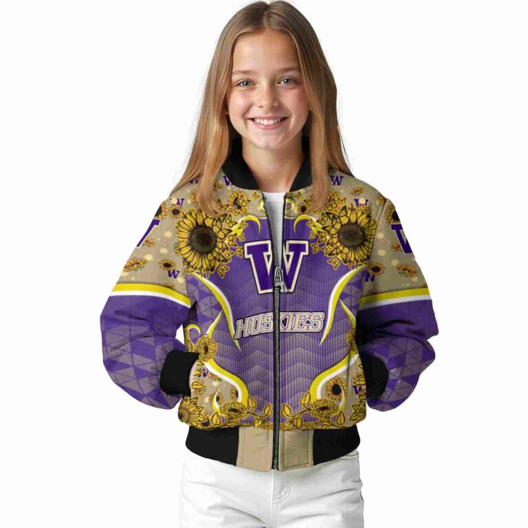 washington huskies sunflower bloom purple yellow jacket top rated