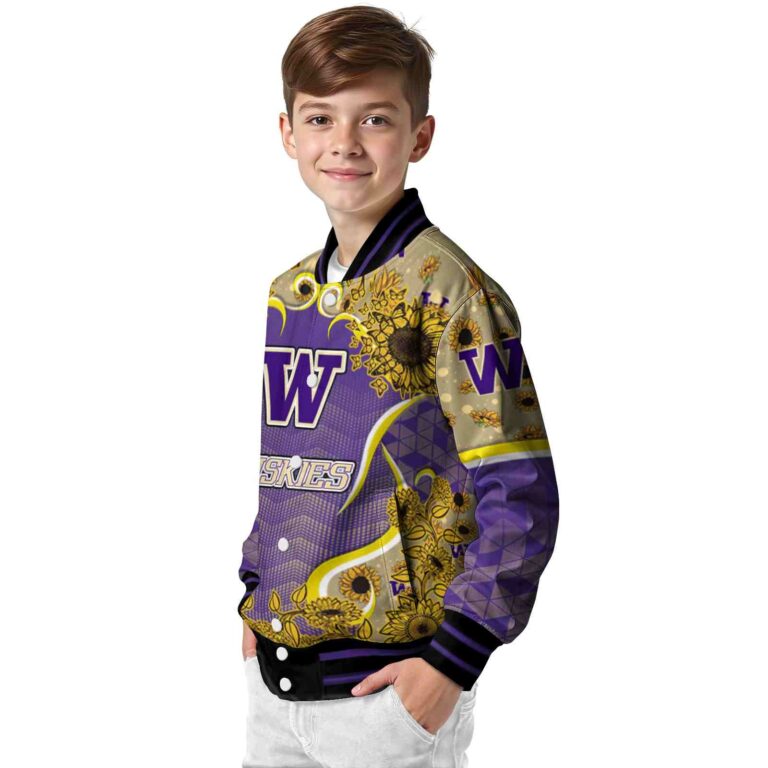 washington huskies sunflower bloom purple yellow jacket trendy