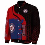 washington nationals hexagonal pattern red black jacket best selling