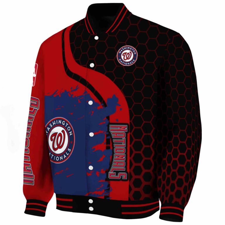 washington nationals hexagonal pattern red black jacket best selling