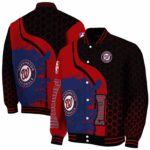 washington nationals hexagonal pattern red black jacket best selling
