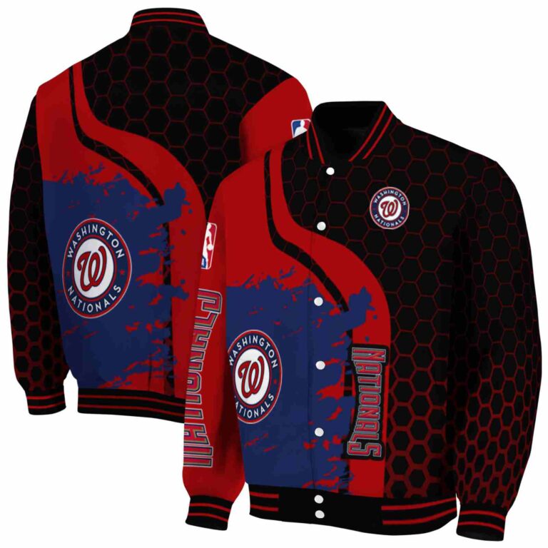 washington nationals hexagonal pattern red black jacket fashion forward