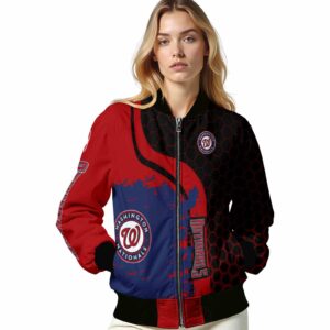washington nationals hexagonal pattern red black jacket latest model