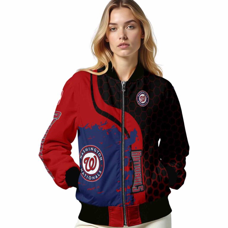 washington nationals hexagonal pattern red black jacket latest model