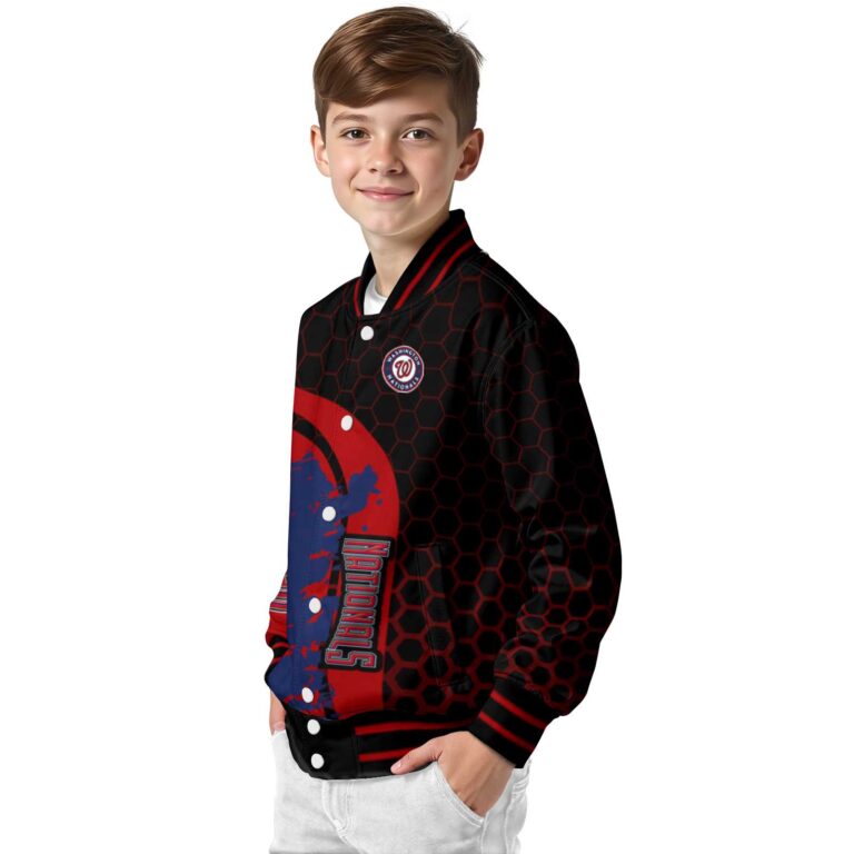 washington nationals hexagonal pattern red black jacket trendy