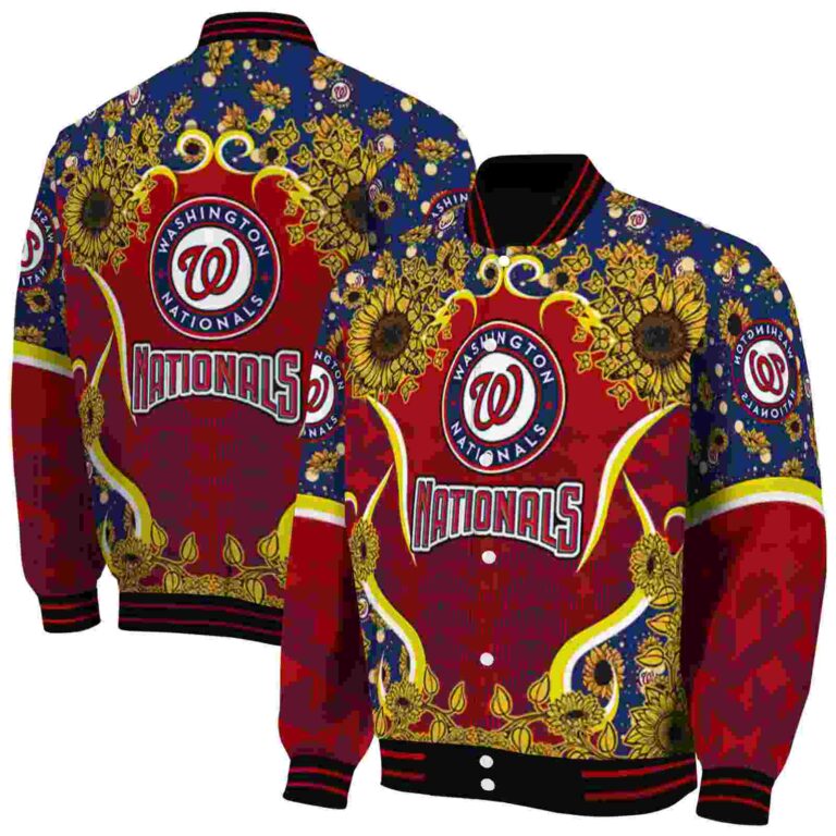 washington nationals sunflower bloom red yellow jacket fashion forward