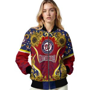 washington nationals sunflower bloom red yellow jacket latest model