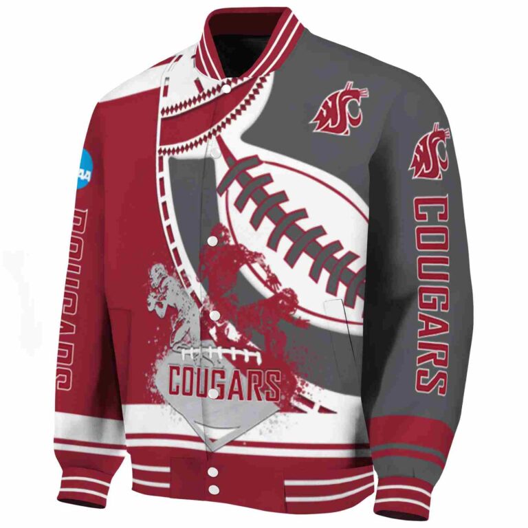 washington state cougars baseball stitching grey white jacket best selling