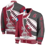 washington state cougars baseball stitching grey white jacket best selling