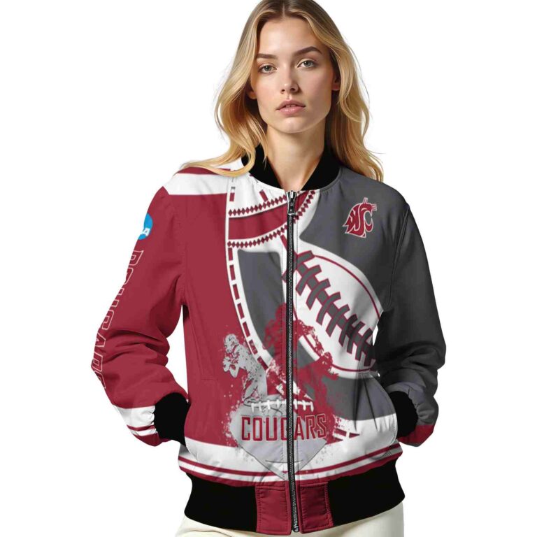 washington state cougars baseball stitching grey white jacket latest model