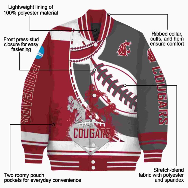 washington state cougars baseball stitching grey white jacket new arrival