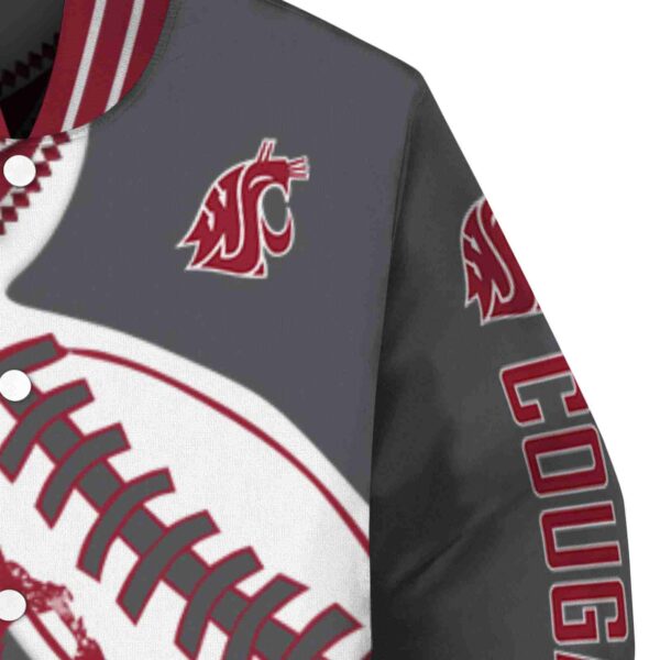 washington state cougars baseball stitching grey white jacket premium grade