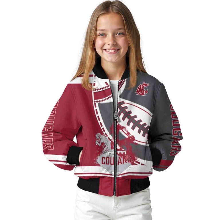 washington state cougars baseball stitching grey white jacket top rated