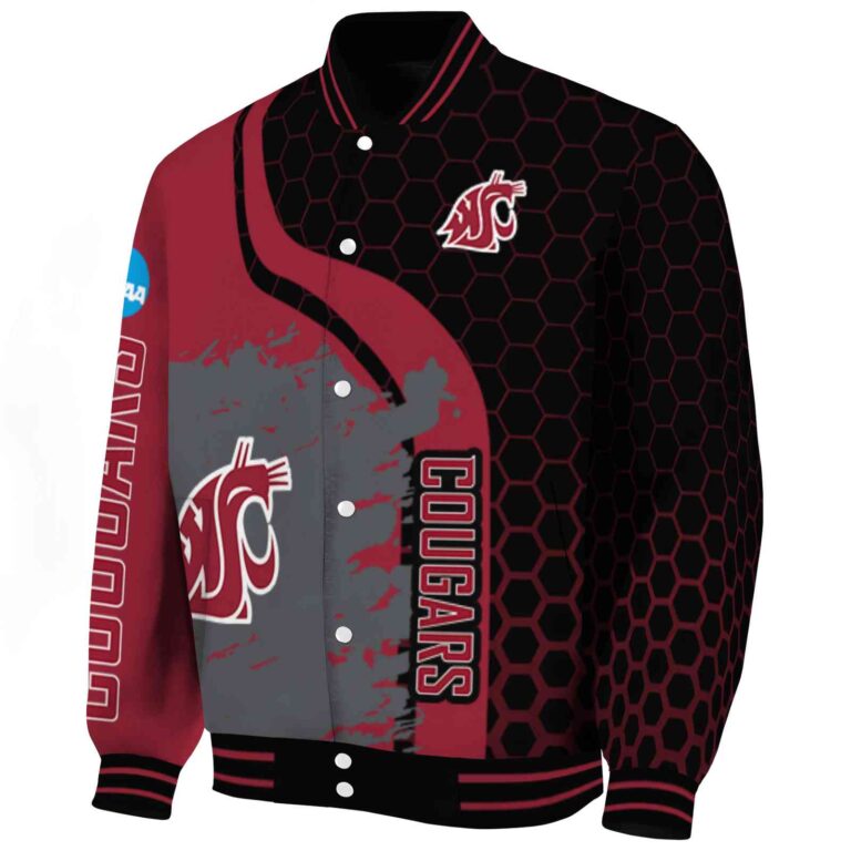 washington state cougars hexagonal pattern crimson black jacket best selling