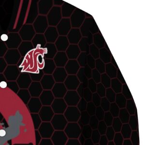 washington state cougars hexagonal pattern crimson black jacket premium grade