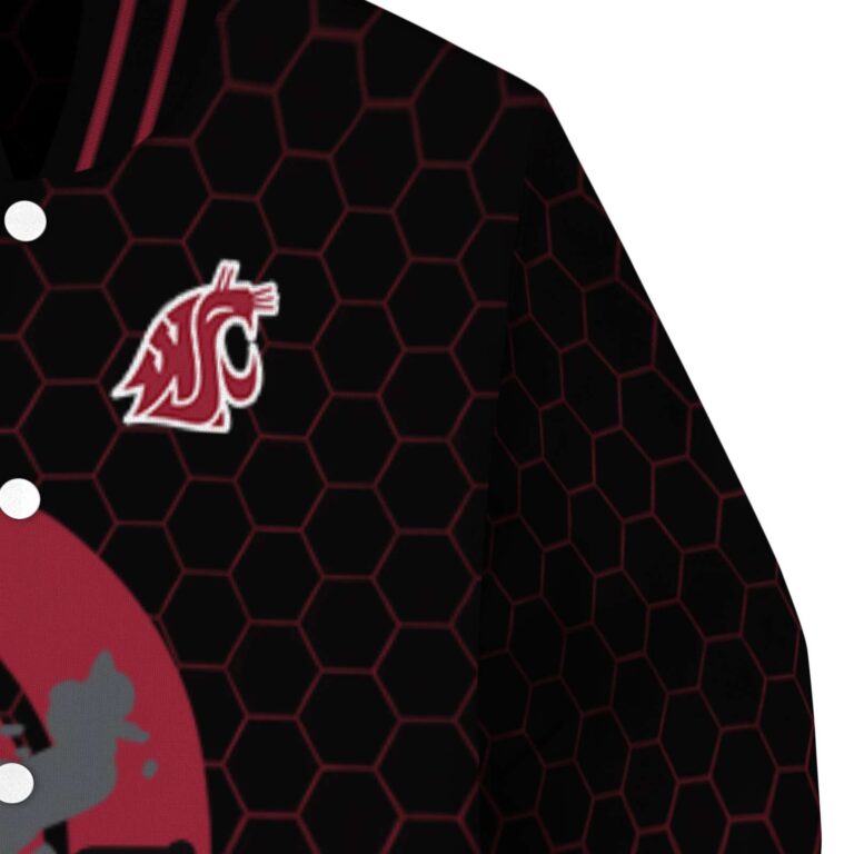 washington state cougars hexagonal pattern crimson black jacket premium grade