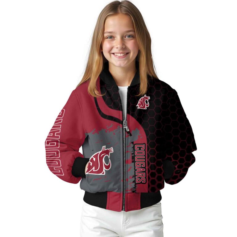 washington state cougars hexagonal pattern crimson black jacket top rated