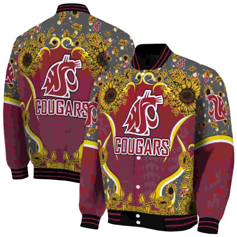 washington state cougars sunflower bloom crimson yellow jacket fashion forward