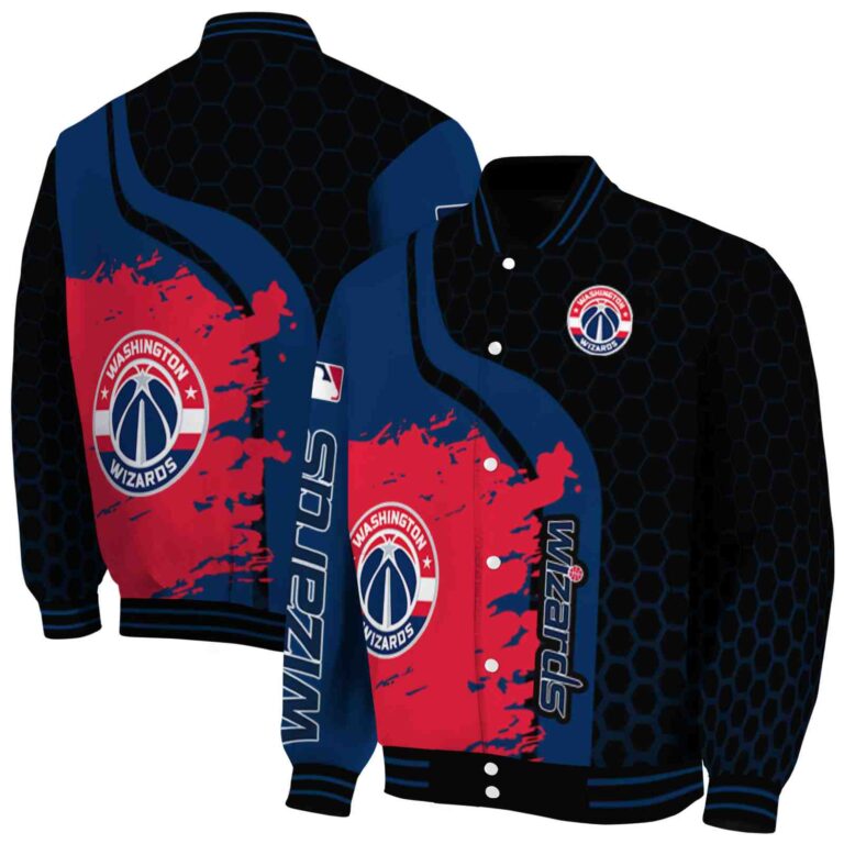 washington wizards hexagonal pattern blue black jacket fashion forward