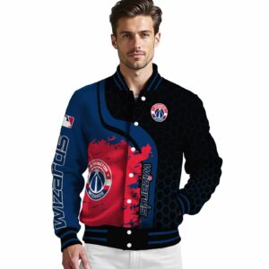 washington wizards hexagonal pattern blue black jacket high quality