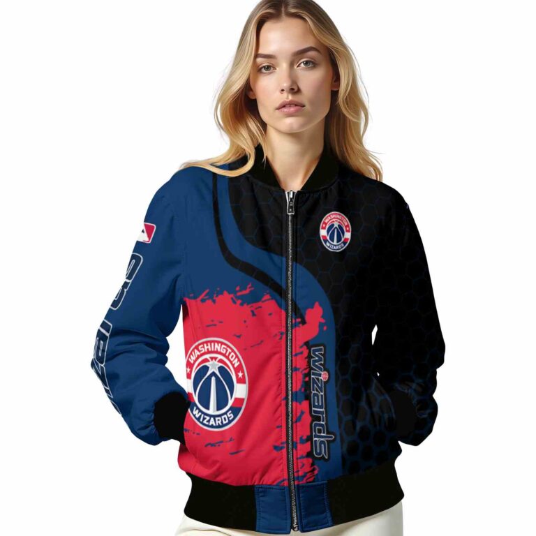 washington wizards hexagonal pattern blue black jacket latest model