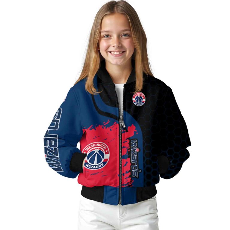 washington wizards hexagonal pattern blue black jacket top rated