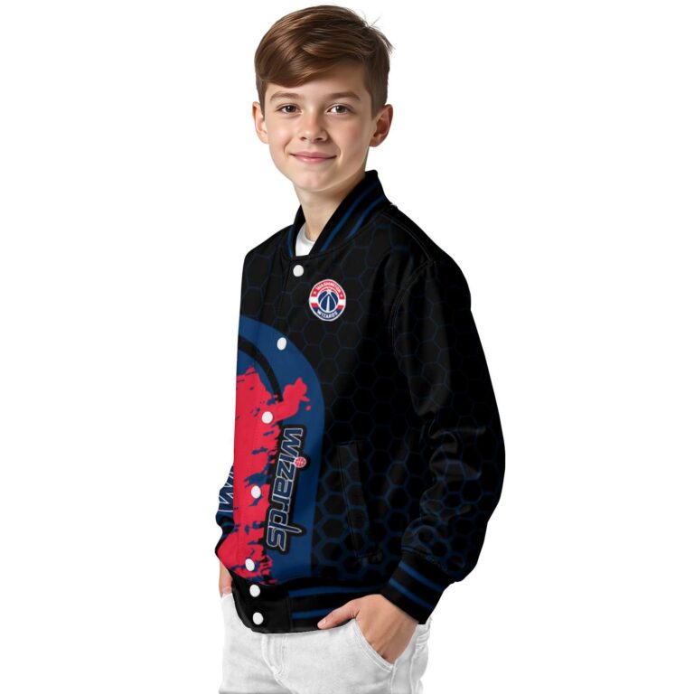 washington wizards hexagonal pattern blue black jacket trendy