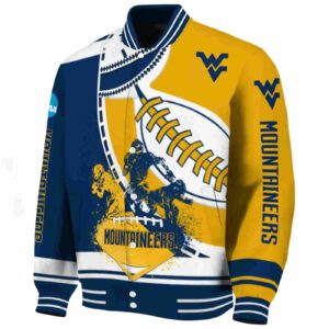 west virginia mountaineers baseball stitching gold white jacket best selling