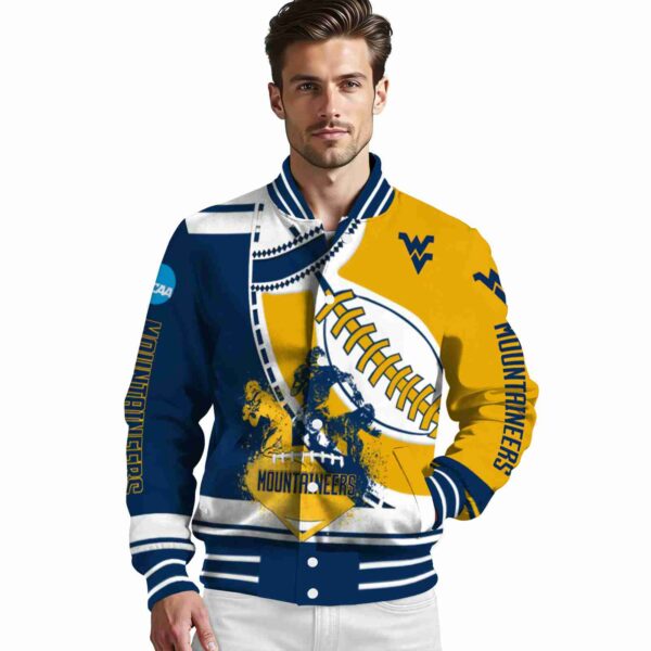 west virginia mountaineers baseball stitching gold white jacket high quality
