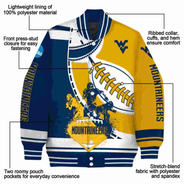 west virginia mountaineers baseball stitching gold white jacket new arrival