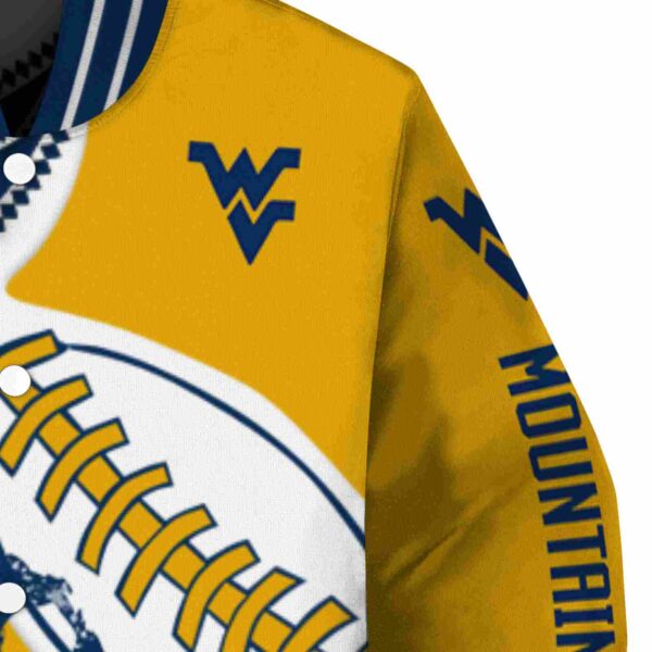 west virginia mountaineers baseball stitching gold white jacket premium grade