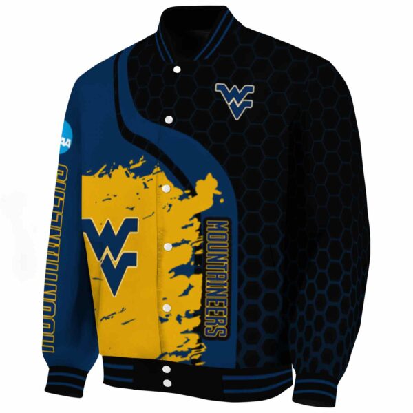 west virginia mountaineers hexagonal pattern blue black jacket best selling