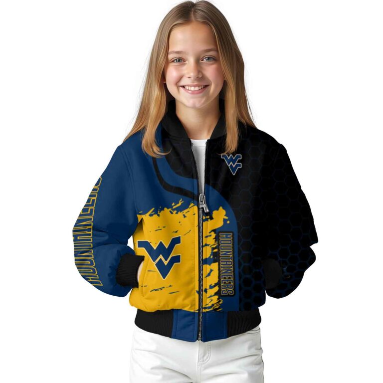 west virginia mountaineers hexagonal pattern blue black jacket top rated
