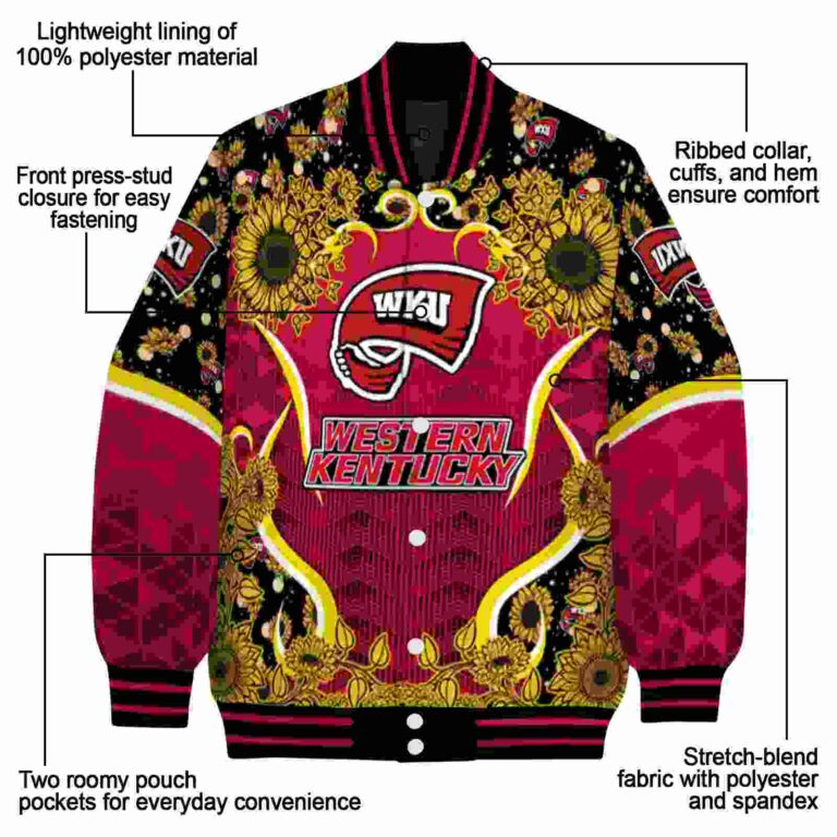 western kentucky hilltoppers sunflower bloom red yellow jacket new arrival