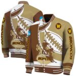 western michigan broncos baseball stitching gold white jacket best selling