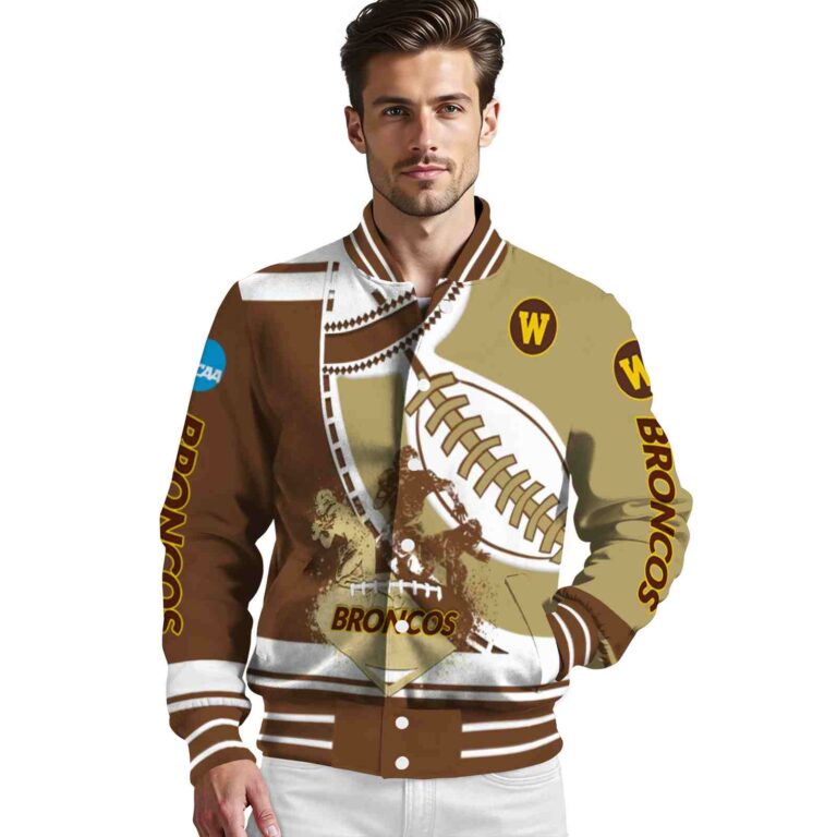 western michigan broncos baseball stitching gold white jacket high quality