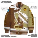 western michigan broncos baseball stitching gold white jacket best selling