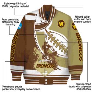western michigan broncos baseball stitching gold white jacket new arrival