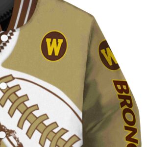 western michigan broncos baseball stitching gold white jacket premium grade