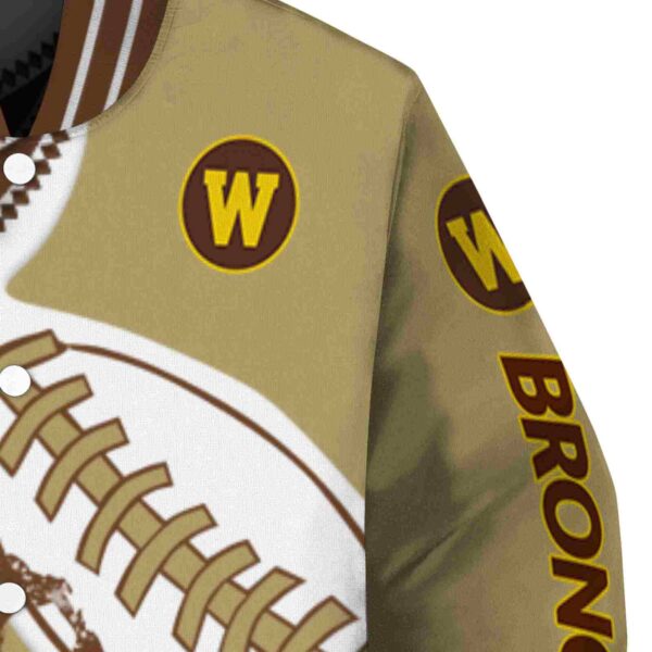 western michigan broncos baseball stitching gold white jacket premium grade