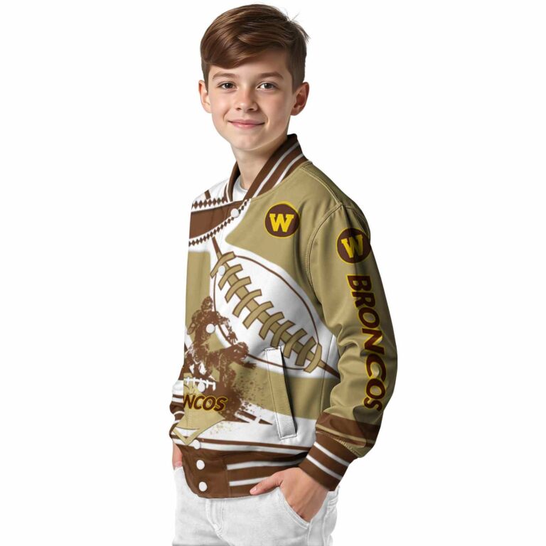 western michigan broncos baseball stitching gold white jacket trendy