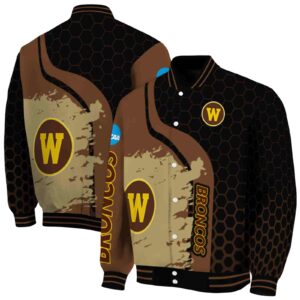 western michigan broncos hexagonal pattern brown black jacket fashion forward