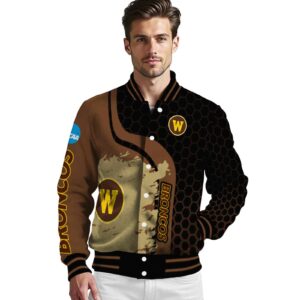western michigan broncos hexagonal pattern brown black jacket high quality