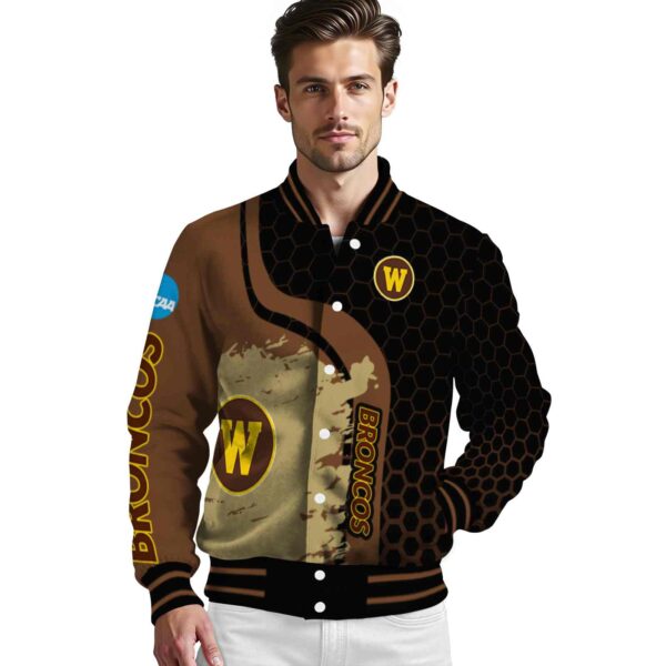 western michigan broncos hexagonal pattern brown black jacket high quality