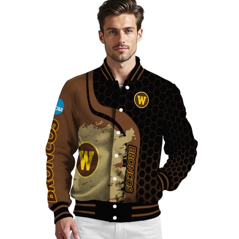 western michigan broncos hexagonal pattern brown black jacket high quality