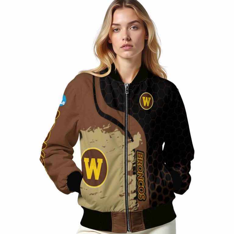 western michigan broncos hexagonal pattern brown black jacket latest model