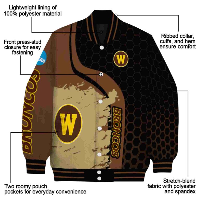 western michigan broncos hexagonal pattern brown black jacket new arrival