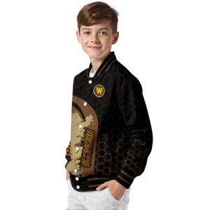 western michigan broncos hexagonal pattern brown black jacket trendy